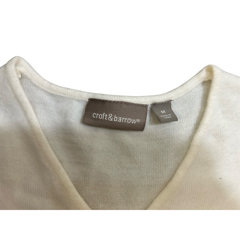 Croft & Barrow Cream V-Neck Sweater M - Picture 3 of 7